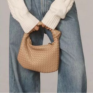 Anthropologie Woven Mini Hobo Bag in Tan